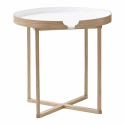 Tavolino di complemento TABLE, legno, quercia/bianco