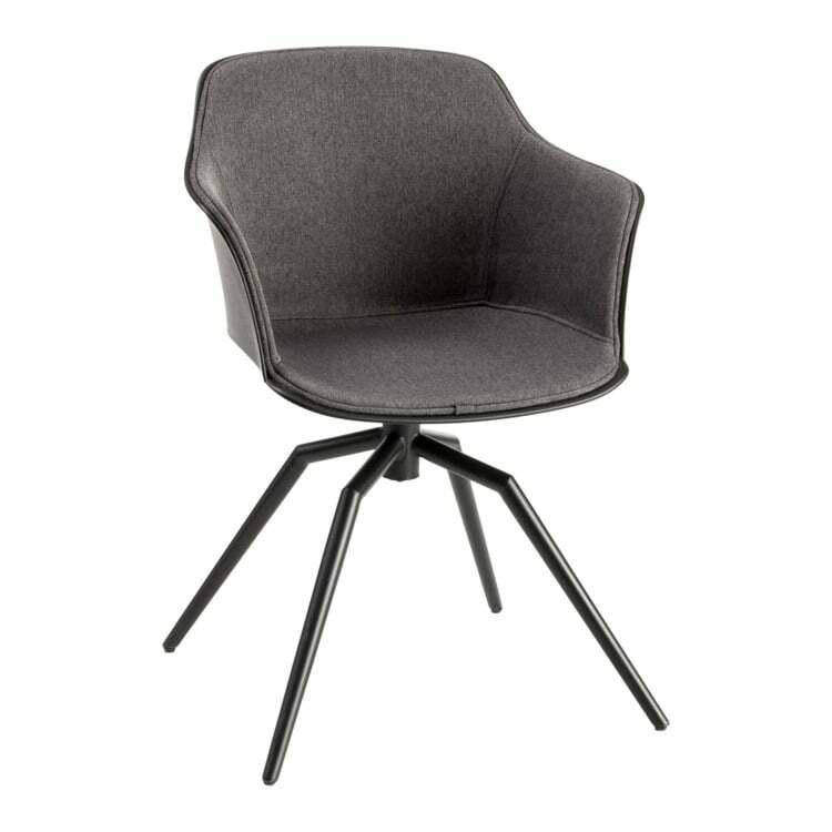 Chaise à accoudoirs ZORO, matériau composite, gris foncé