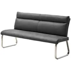 Sitzbank in Metall, Textil Grau, Edelstahlfarben