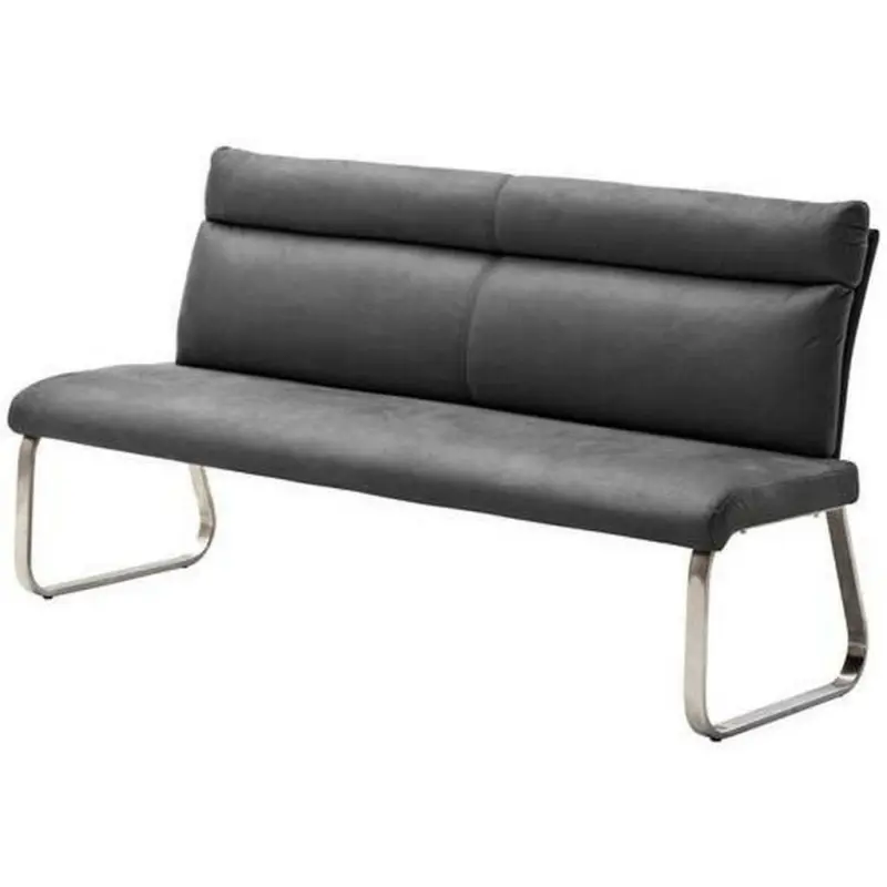 Sitzbank in Metall, Textil Grau, Edelstahlfarben