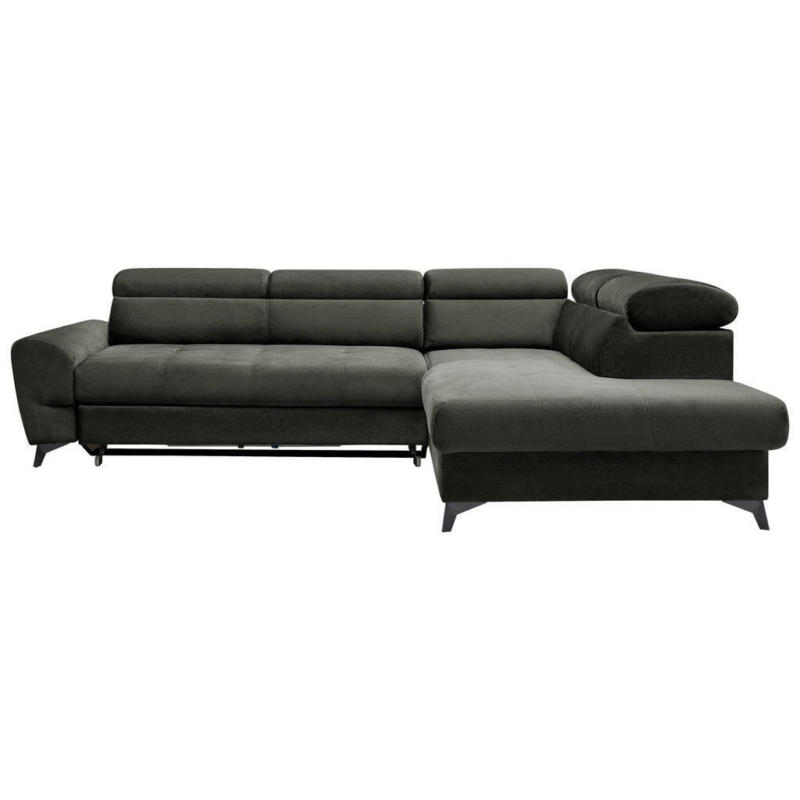 Ecksofa in Velours Schwarz