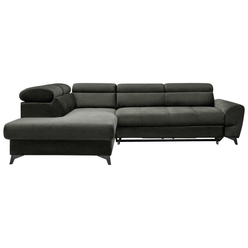 Ecksofa in Velours Schwarz