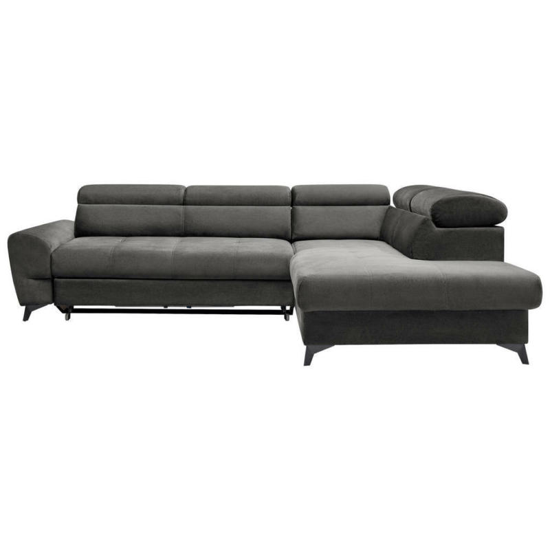 Ecksofa in Velours Anthrazit