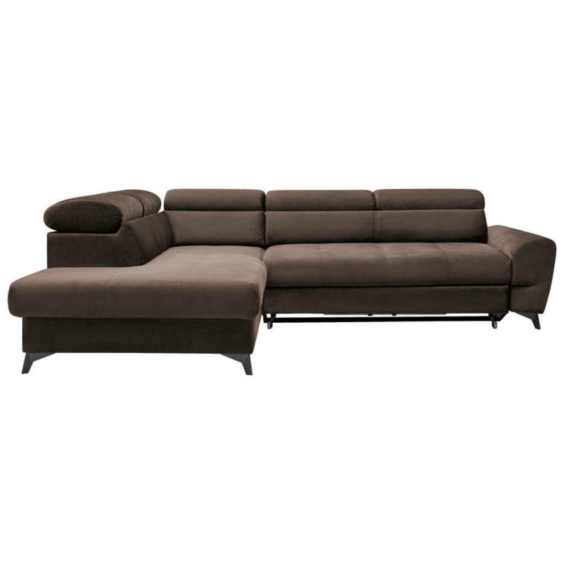 Ecksofa in Velours Dunkelbraun