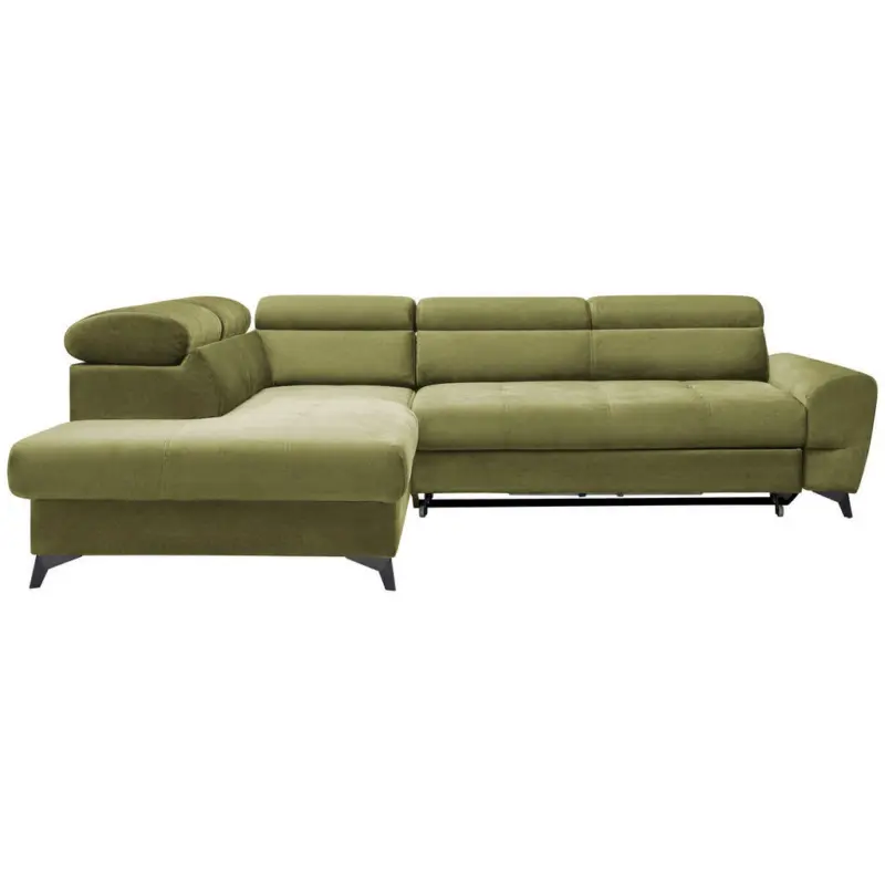 Ecksofa in Velours Olivgrün