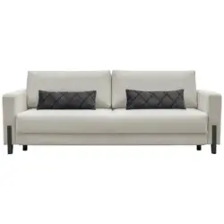 Schlafsofa in Webstoff Grau, Weiß