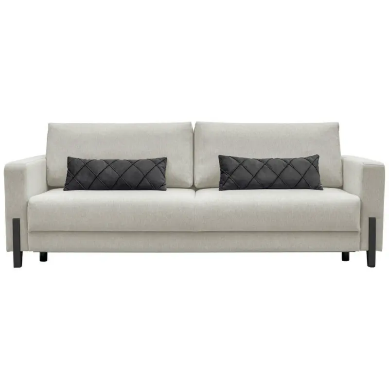 Schlafsofa in Webstoff Grau, Weiß