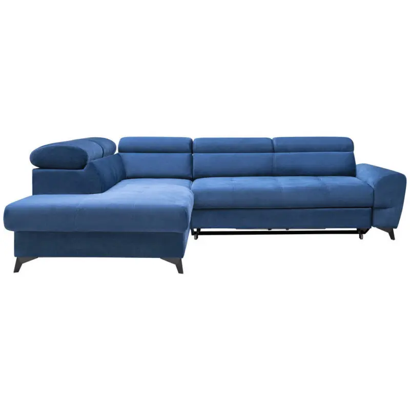 Ecksofa in Velours Blau