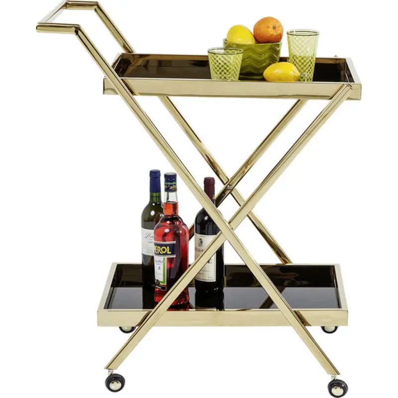 Servierwagen in Schwarz, Messingfarben