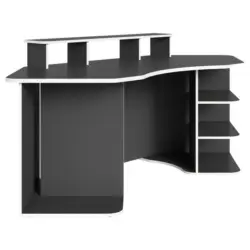 Eckschreibtisch 198/85/76-93,5 cm in Anthrazit, Weiß