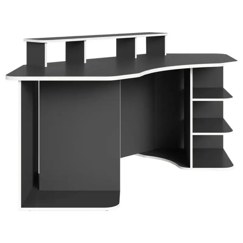 Eckschreibtisch 198/85/76-93,5 cm in Anthrazit, Weiß