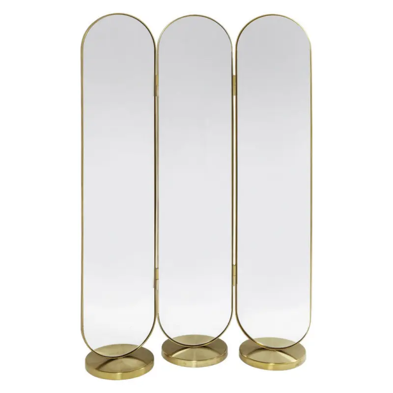 Paravent in Metall, Glas Goldfarben