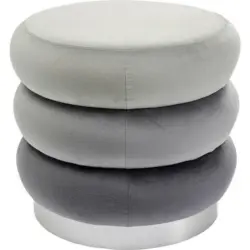 Hocker in Textil Grau, Hellgrau