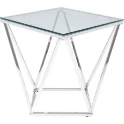 Beistelltisch in Metall, Glas 50/50/55 cm