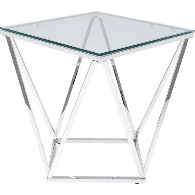 Beistelltisch in Metall, Glas 50/50/55 cm