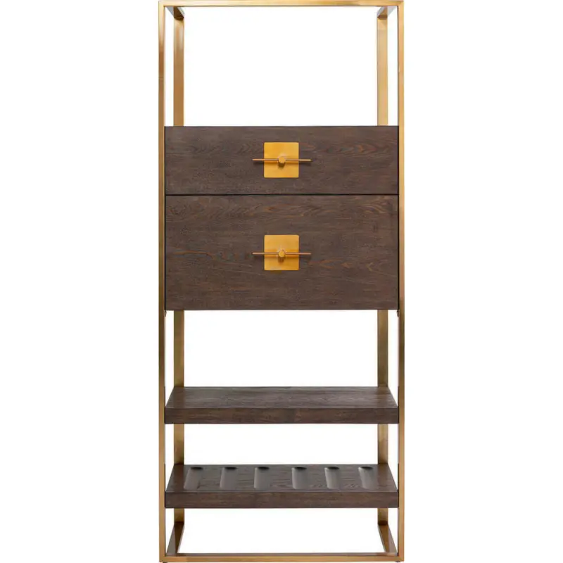 Barschrank in Braun, Messingfarben