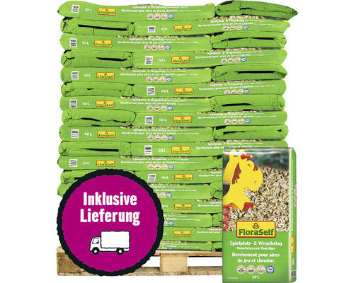 Spielplatzbelag & Wegebelag FloraSelf TÜV-zertifizierter Fallschutz 42x50 L (= 2,1 m³) Palette inkl. Lieferung