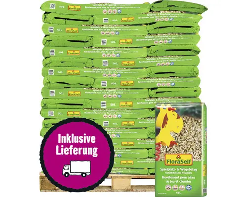 Spielplatzbelag & Wegebelag FloraSelf TÜV-zertifizierter Fallschutz 42x50 L (= 2,1 m³) Palette inkl. Lieferung