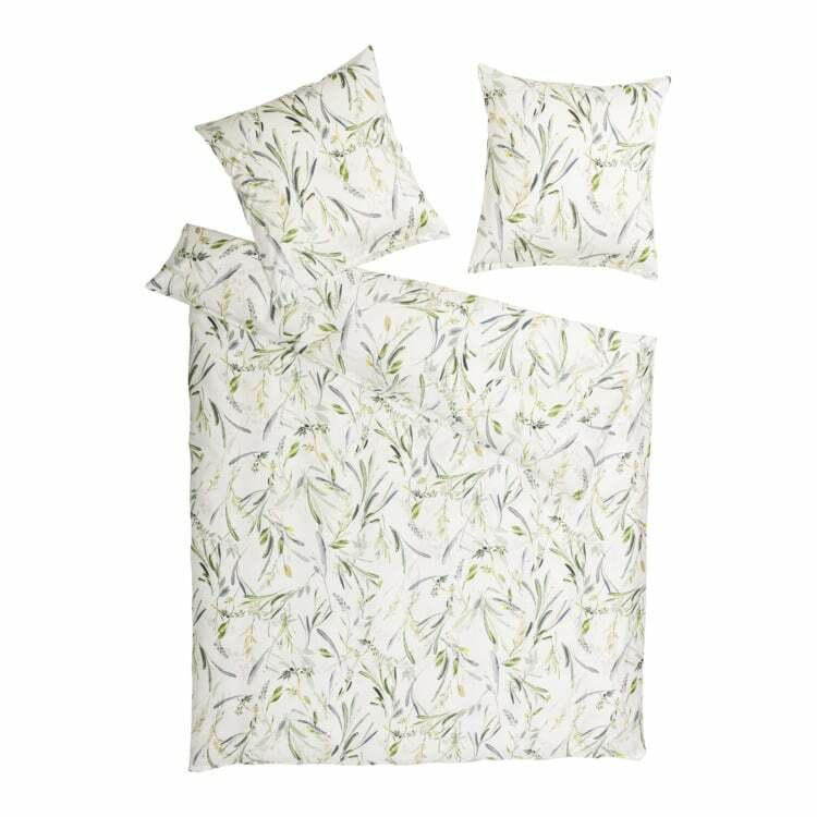 Fodera per cuscino LOLA, cotone, off-white/verde, 50x70 cm