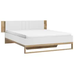 Bettanlage 180/200 cm in Wei&szlig;, Eichefarben, Eiche Artisan