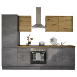 Küchenblock 280 cm in Anthrazit, Grau, Eiche Artisan