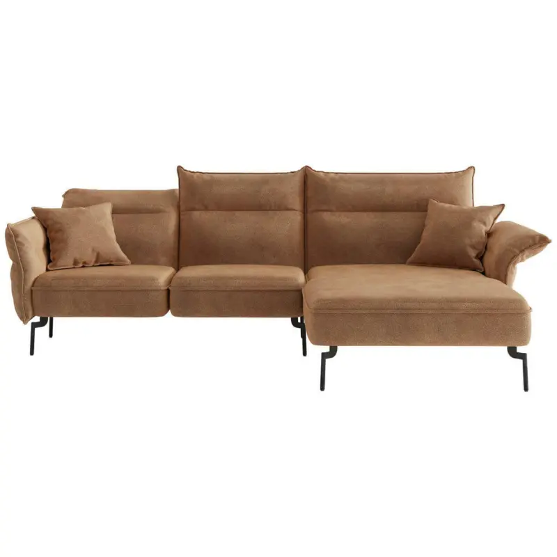 Ecksofa in Flachgewebe Hellbraun