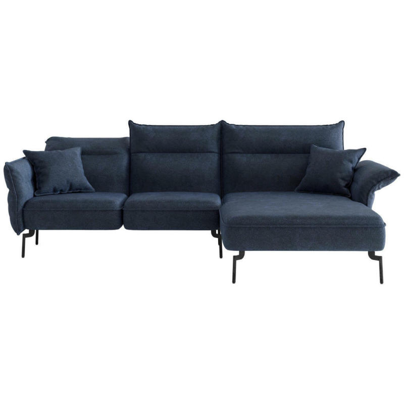 Ecksofa in Flachgewebe Schwarz