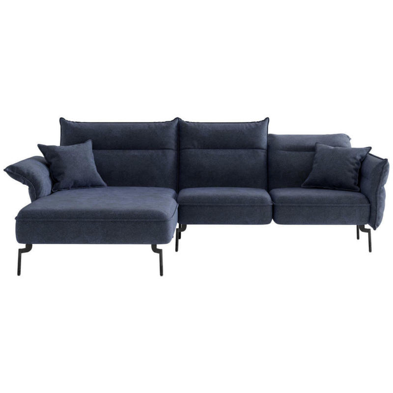 Ecksofa in Flachgewebe Schwarz