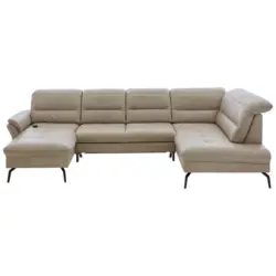 Wohnlandschaft in Echtleder Beige