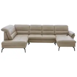 Wohnlandschaft in Echtleder Beige