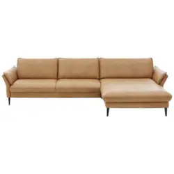Ecksofa in Echtleder Dunkelgelb