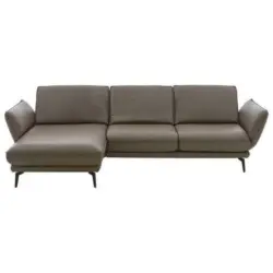 Ecksofa in Echtleder Grau