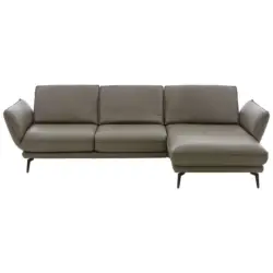 Ecksofa in Echtleder Grau