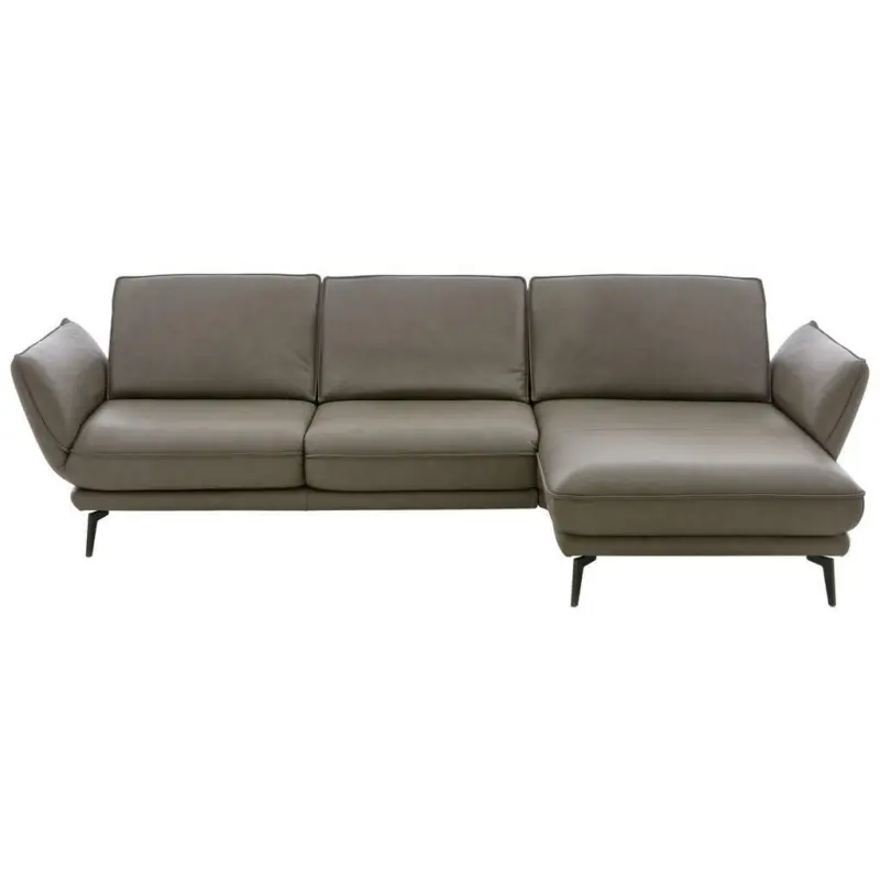 Ecksofa in Echtleder Grau