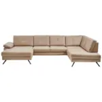 XXXLutz Lauterach - Ihr M&ouml;belhaus bei Bregenz Wohnlandschaft in Lederlook, Mikrofaser Hellbraun, Haselnussfarben