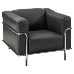 Sessel in Echtleder Schwarz