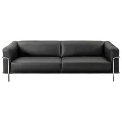 Dreisitzer-Sofa in Leder Schwarz