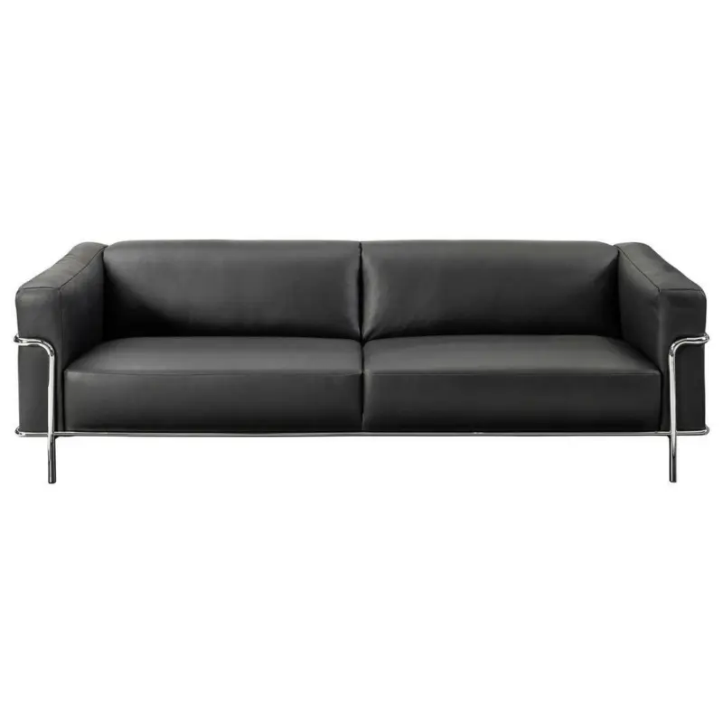 Dreisitzer-Sofa in Leder Schwarz