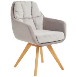 Armlehnstuhl in Holz, Textil Cappuccino, Wildeiche