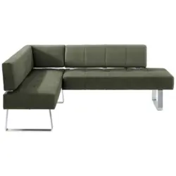 Eckbank 165/227 cm in Grün, Edelstahlfarben