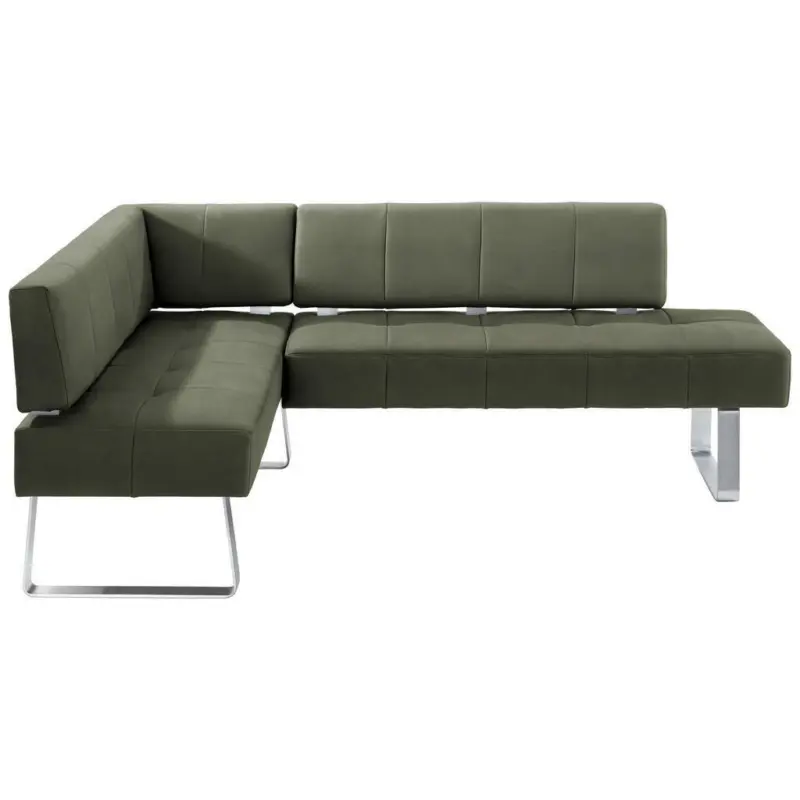 Eckbank 165/227 cm in Grün, Edelstahlfarben