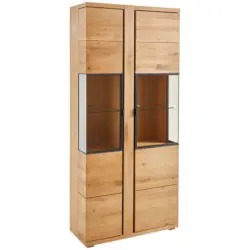 Vitrine in furniert, massiv Eiche Anthrazit, Eichefarben