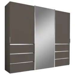 Schwebetürenschrank in Dunkelgrau