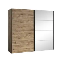 Schwebetürenschrank in Graphitfarben, Eichefarben