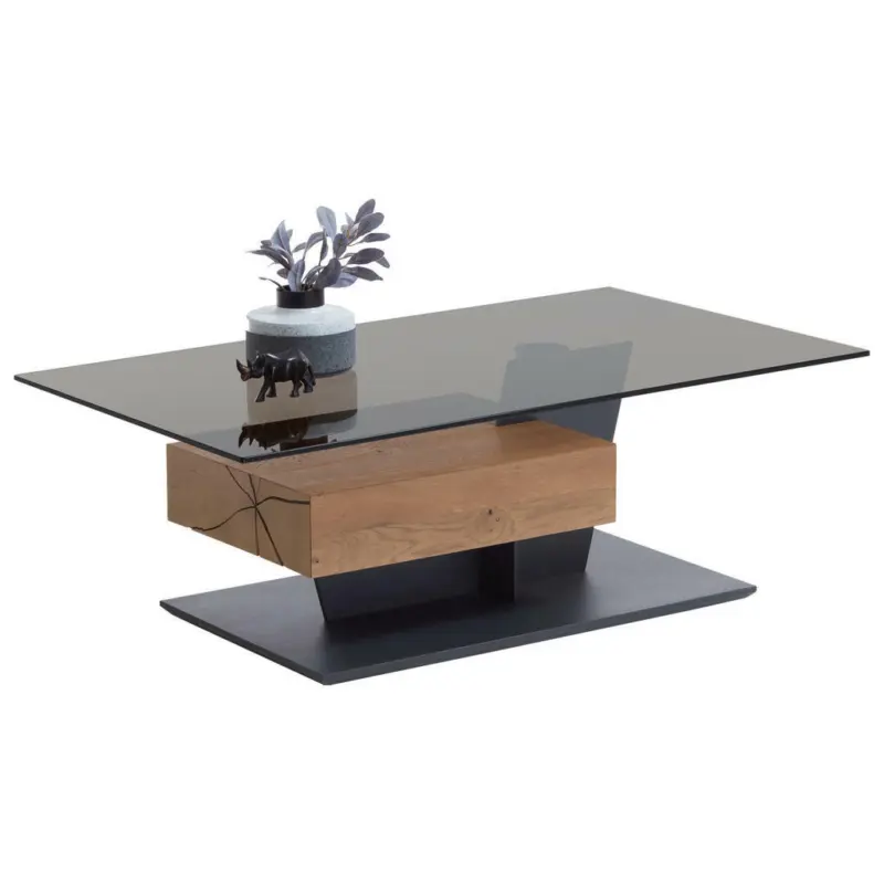 Couchtisch in Holz, Metall, Glas 120/70/45 cm