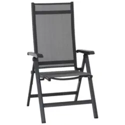 Gartenklappsessel in Metall, Textil Anthrazit, Schwarz