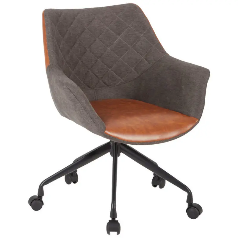 Jugenddrehstuhl in Lederlook, Webstoff Braun, Grau, Schwarz