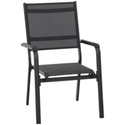 Stapelsessel in Metall, Textil Anthrazit, Schwarz