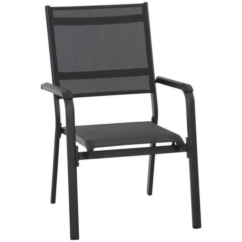 Stapelsessel in Metall, Textil Anthrazit, Schwarz