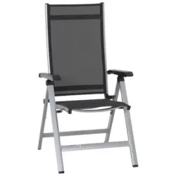 Gartenklappsessel in Metall, Textil Grau, Silberfarben